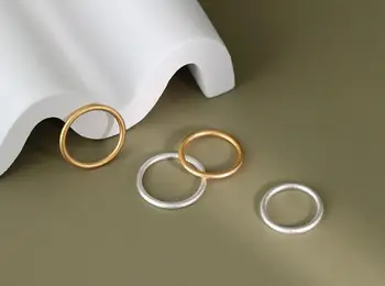 

1pc thin 1.8MM 100% real. Authentic 925 Sterling silver White/Gold Brushed Rounded Ring jEWELRY TLJ1143