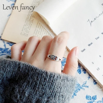 

925 Sterling Silver Trendy Vintage Sun Moon Ring Silver Midi Finger Ring Adjustable Ring For Women Bohemian Jewelry