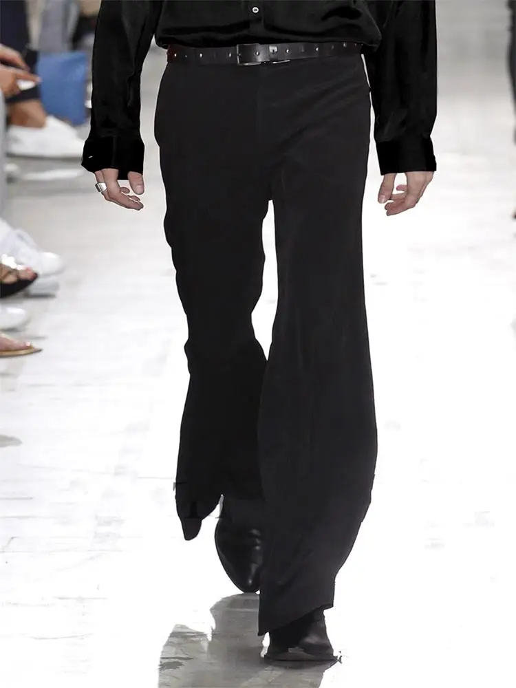 Men's casual pants spring and summer Italian show fashion brand retro flared pants wide leg