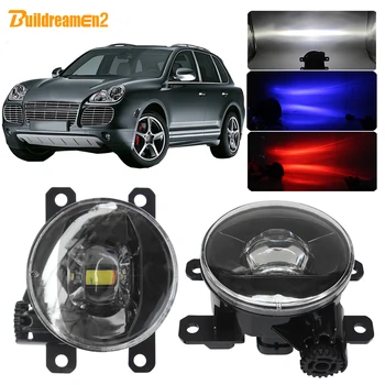 

Buildreamen2 For Porsche Cayenne 955 2002-2015 Car H11 LED Lens Fog Light With Devil Eye DRL Adjustable Light Beam H11 12V