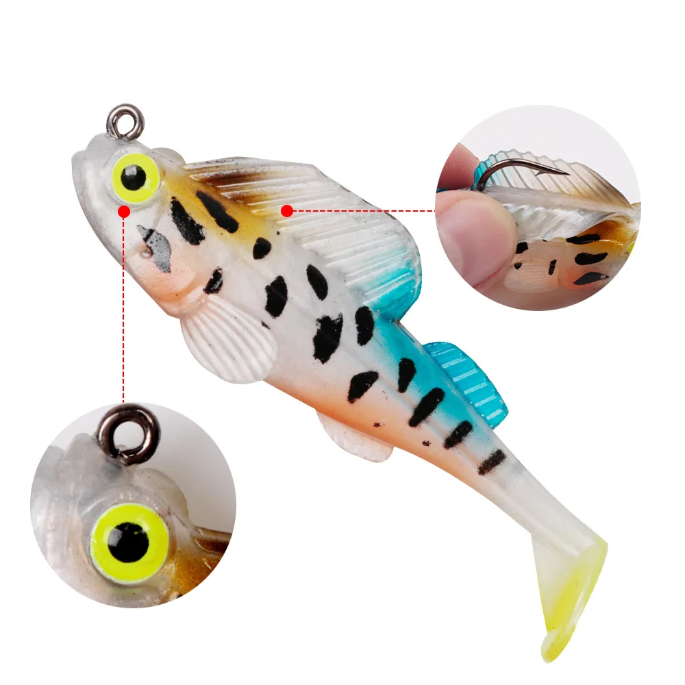 1 шт. мягкие свинцовые рыболовные приманки 7 см/12 г Jig Swimbait искусственные 3D Глаза рыболовные приманки с одним крюком Т-образный хвост рыболовные снасти