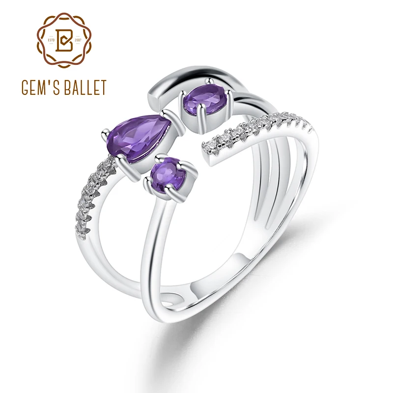 GEM'S BALLET 0.67Ct натуральный аметист камень завитки кольцо 925 пробы серебро
