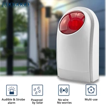 KOOGOGO – sirène clignotante sans fil, 110db, 433MHz, étanche, capteur de lumière stroboscopique pour maison, système d'alarme de sécurité anti cambriolage, pour l'extérieur