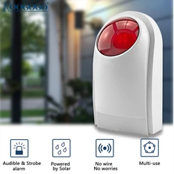 KOOGOGO – sirène clignotante sans fil, 110db, 433MHz, étanche, capteur de lumière stroboscopique pour maison, système d'alarme de sécurité anti cambriolage, pour l'extérieur 