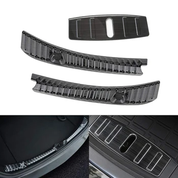 

Universal For Tesla Model 3 Bumper Protector Rear Trunk Bumper Guard Stainless Steel Black Titanium(3pcs)