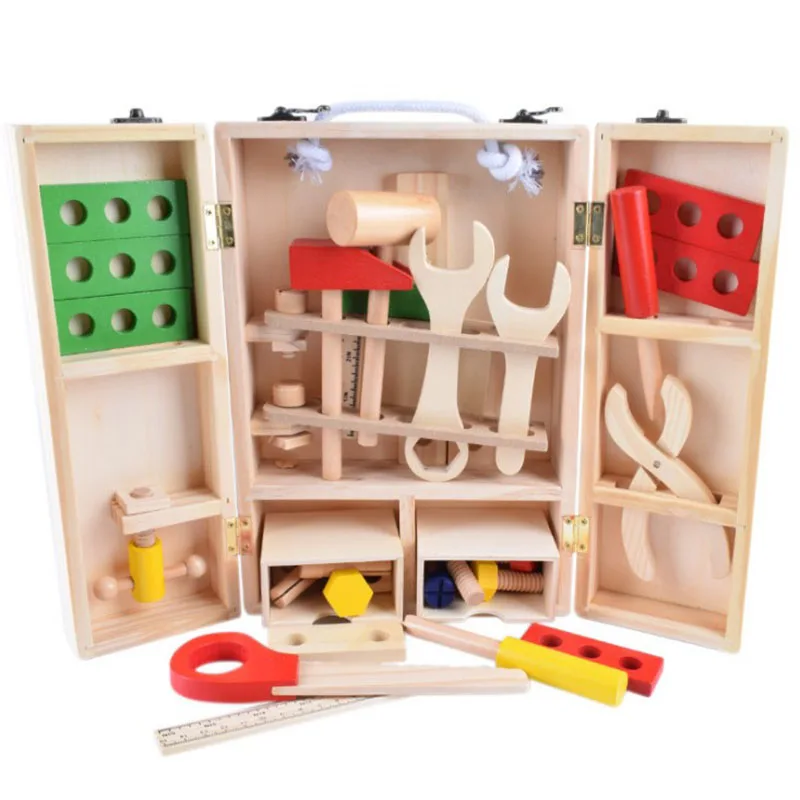

Children's educational toys Wood diy building blocks Repair kit portable toolbox toy