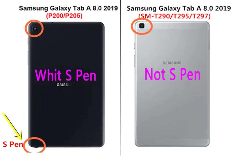 Чехол для samsung Galaxy Tab A 8,"() SM-T290 T295 T297 с S Pen P200 P205 чехол для планшета из искусственной кожи трехслойный кронштейн