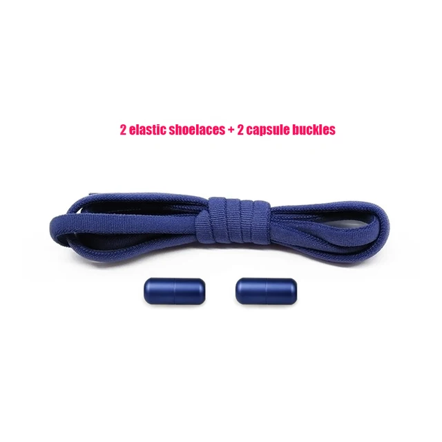 Elastic No Tie Shoelaces Semicircle Shoe Laces For Kids and Adult Sneakers Shoelace Quick Lazy Metal Lock Strings Rope Round 13PUREDARKBLUE