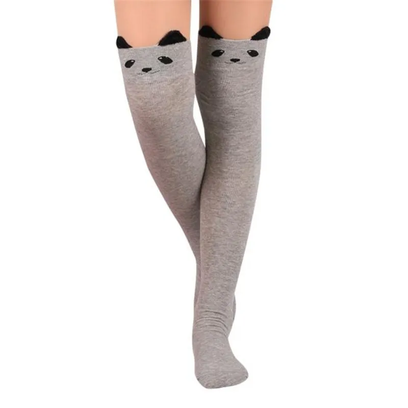 Женские Носки с рисунком кота модные чулки повседневные хлопковые высокие носки выше колена длинные носки до колена для девочек и женщин