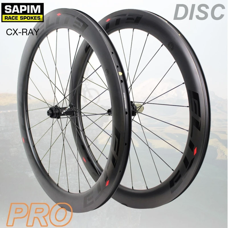 Elite Road Disc Brake Carbon Bicycle Wheel 30/35/38/45/47/50/55/60mm Tubular Clincher Tubeless With Sapim Spoke 700c Wheelset