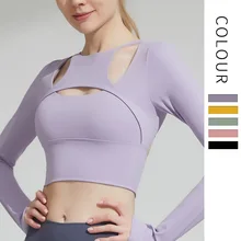 Women Back Forked Yoga Shirt Long Sleeve Thumb Hole Running T-shirt Mesh Breathable Sport Hoodies Fitness Top Gym Workout Blouse