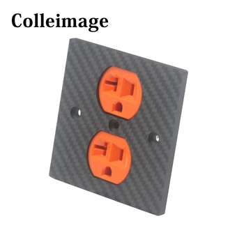 

HIFI 86*86 Carbon Fiber Power outlets cover wall plate Duplex Receptacle socket Audio US Dual Mains 20A AC Power Connector