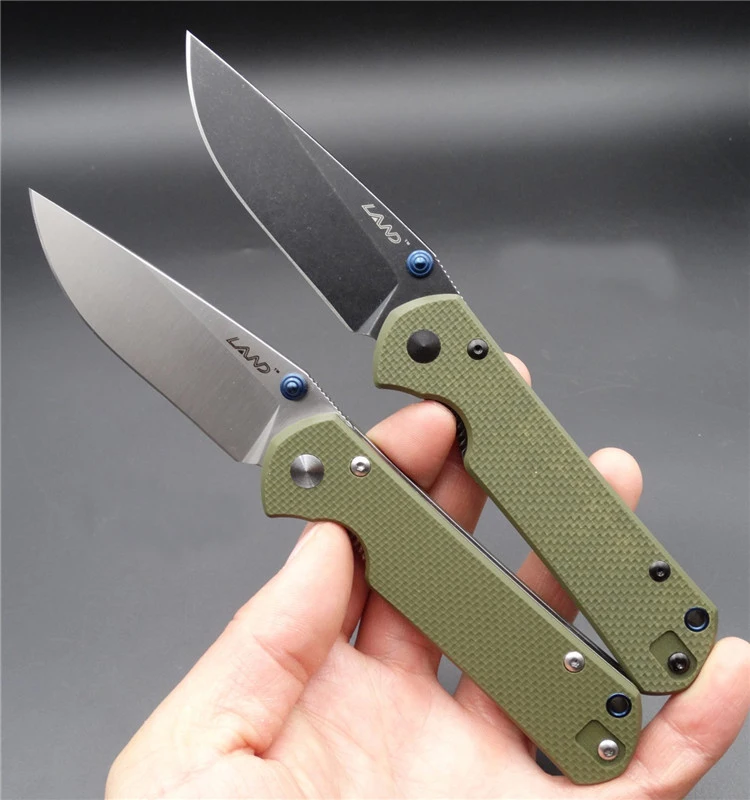 Land  910Plus  9105 9106 Pocket Folding Knife with Belt Pocket Clip 12C27 Blade for Camping