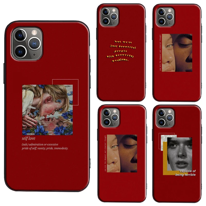 Red Aesthetic Case For Iphone 11 12 Pro Max 13 Mini Se 6s 8 7 Plus X Xr Xs Max Back Cover Shell Phone Case Covers Aliexpress