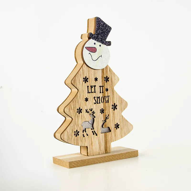 

1PC Christmas Tree Shape Wooden Decoration DIY Santa Claus/Snowman Xmas Tree Deer Ornaments Christmas Party Decoration Kids Gift