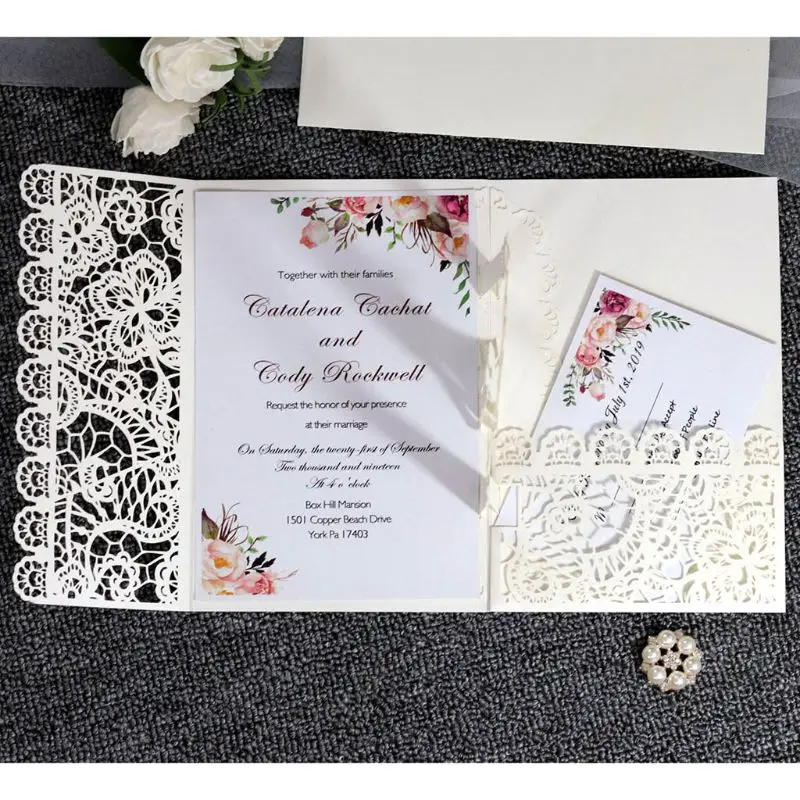  10Pcs/pack 3D European Style Wedding Invitation Card with Envelope Kits Party Supply - 4000498427721