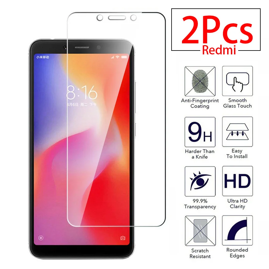 

2Pcs/lot Tempered Glass on For Xiaomi Redmi 6A Screen Protector Redmi 6A protective glass redmi6a redmi6 a red mi6a glas film 9H