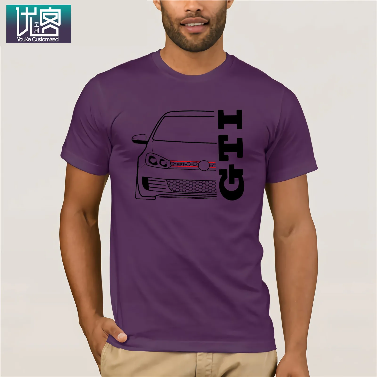 Herren футболка gti-schriftzug Rot эмблема с логотипом Golf 1 2 3 4 5 6 7 Авто Футболка Одежда популярная футболка с круглым вырезом - Цвет: purple
