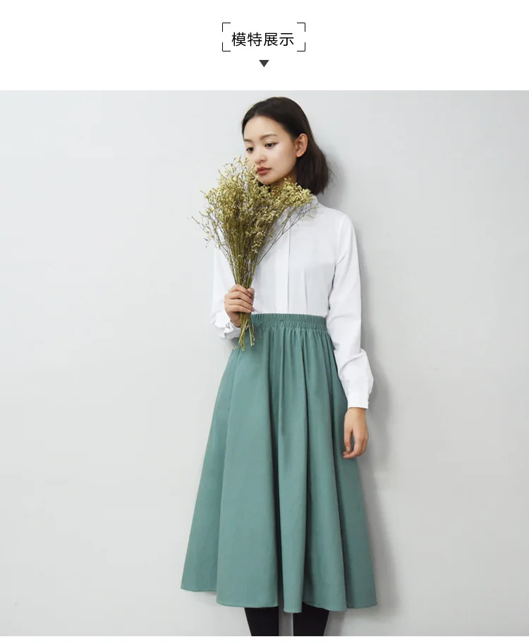 Cotton Linen-Skirt WOMEN'S Dress New Style Flax A- line Pleated Skirt Big Hemline Longuette Large-sized Skirt