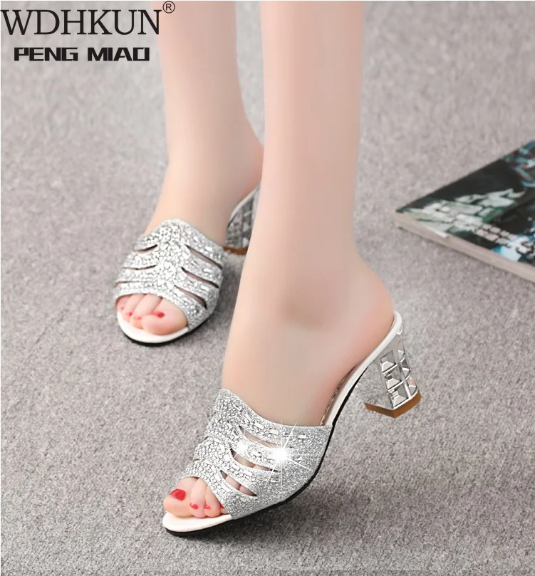 

Girl Gladiator Opened Toe Summer Sandal Rhinestone Square Heel Sandals Women Hight Heel Sandals Plus Size 35-41