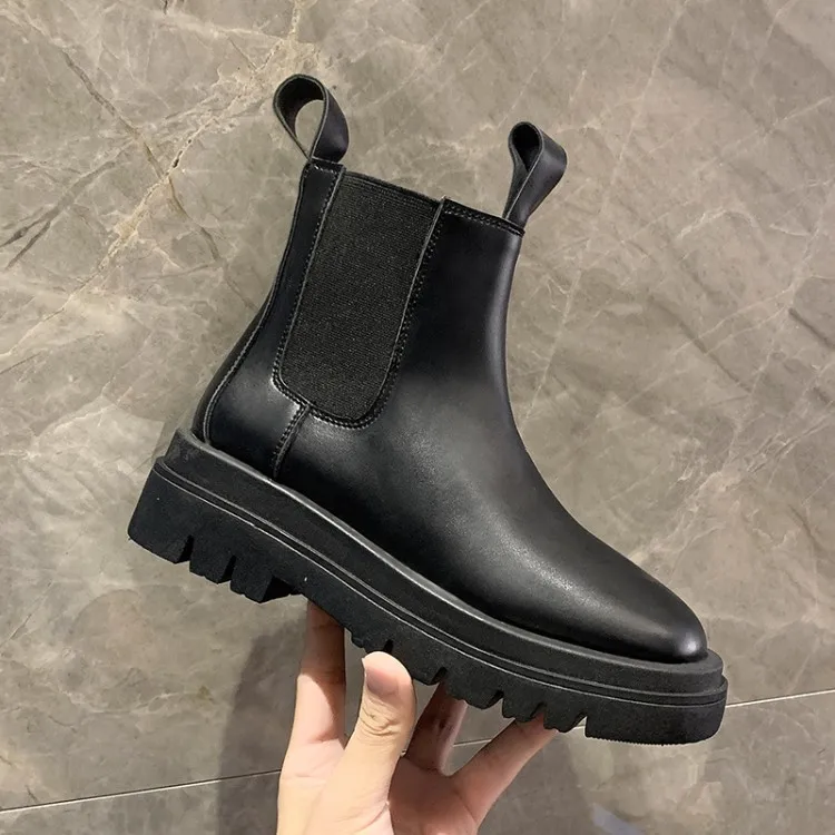 

Women Chunky Heel Ankle Boots Women Shoes Autumn Brand Designer Chelsea Boots Female Platform Boots Lasdies Plus Size 35-43