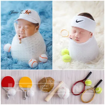 

Jane Z Ann Baby photo shoot props sports little ornaments newborn baseball table tennis basketball costume studio accessories