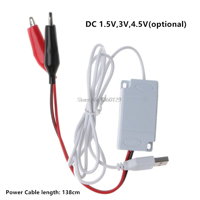 138 см AA AAA батарея с разъемом USB 5 В до 1,5 В/3V4. 5 в понижающий кабель с зажимом преобразователь напряжения для часов игрушки с дистанционным управлением
