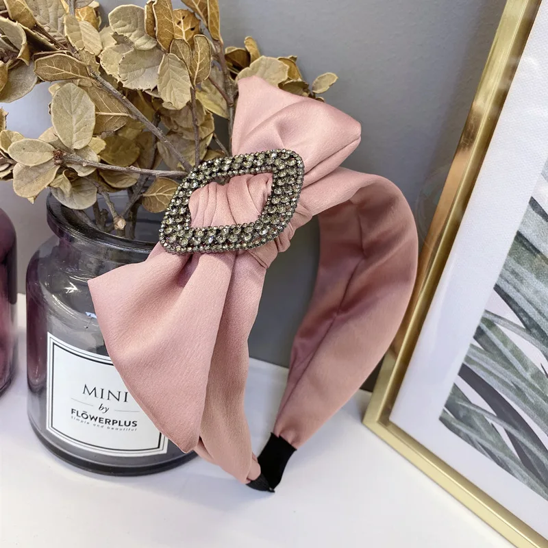 

Solid Color Satin Bow Headband Female Fashion Rabbit Ears Tiara Headwear Hair Accessories For Girl Hairbands Headwear