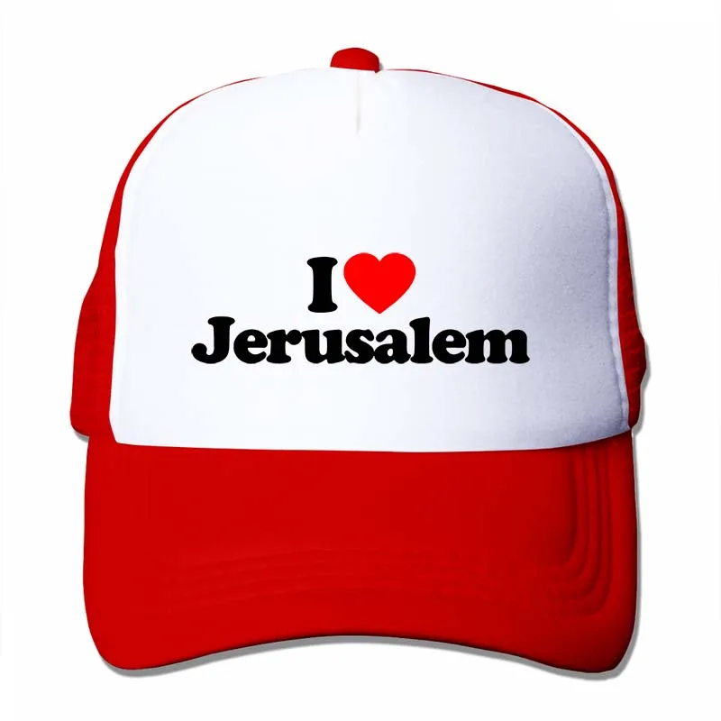 Забавная бейсбольная кепка с надписью I Love Heart Jerusalem Israel для мужчин и женщин, модная Регулируемая Кепка - Цвет: 4-Red