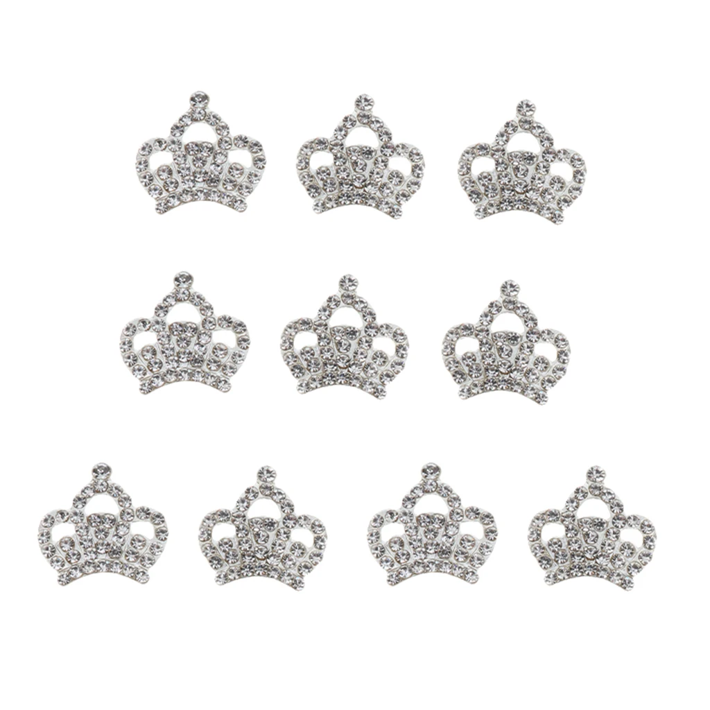 10pcs Aolly Crown Embellishments Flatback Pearl Rhinestone Button Bling Kits