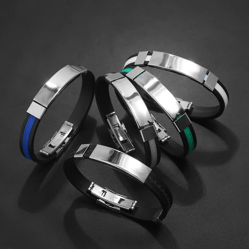 Высокое качество Титановая сталь нержавеющая сталь Аксессуары Шарм 5 цветов браслет силиконовый браслет мужской модный подарок ювелирные изделия