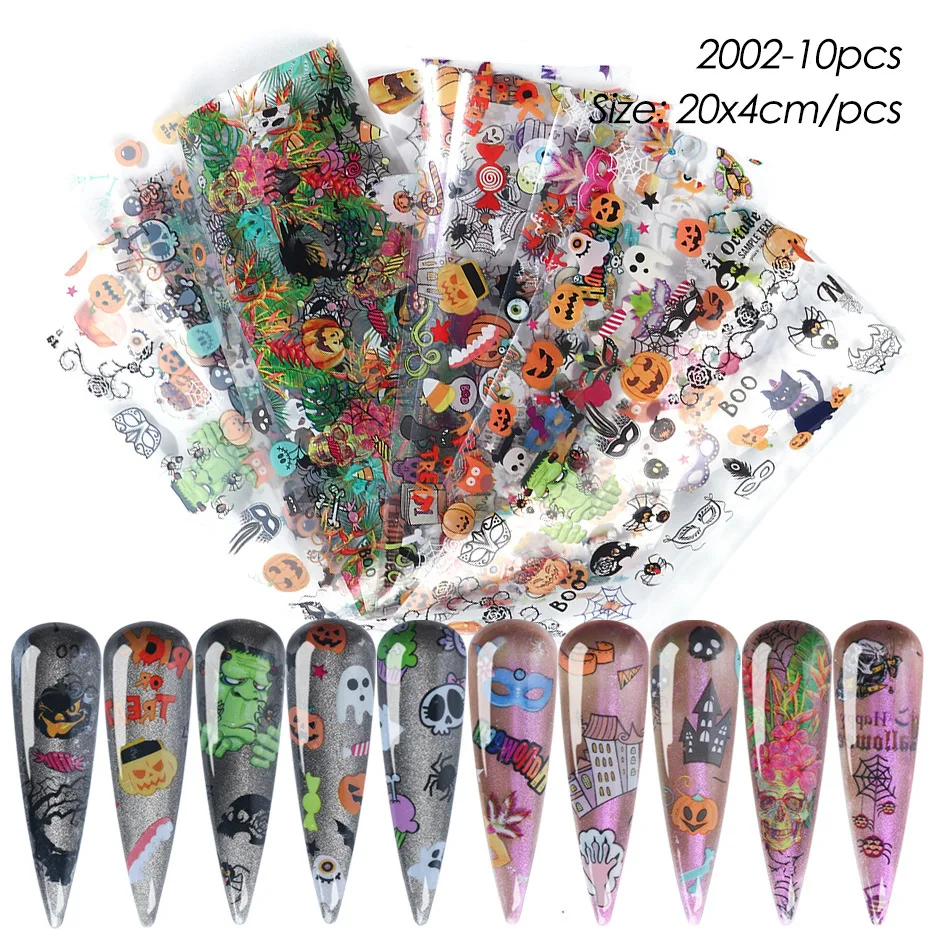 New Nail Art 10Pcs 10Styles Star Sticker Halloween Hulk Pumpkin Skull Set Accessories Decorations | Красота и здоровье