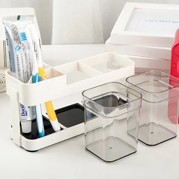 

Couple Toothbrush Holder Bathroom Washing Toothbrush Cup Set Shelf Multifunction Toothbrush Toothpaste Storage Box Organizer