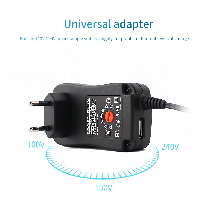 Adjustable power supply adapter 3V 4.5V 5V 6V 7.5V 9V 12V 2A 2.5A AC/DC Universal Adaptor Charger For LED Light Bulb Strip CCTV power adapter