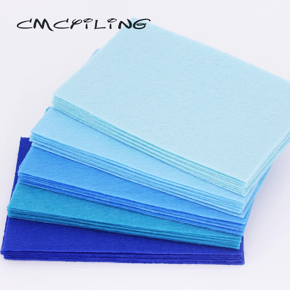 Blue Felt Fabric For DIY Sewing Crafts Scrapbook,1 MM Thickness Hard Non-Woven Sheets, Polyester Cloth 40 Pcs/Lot 10*15cm