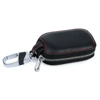 

Leather Car Auto Remote Key Fob Chain Zipper Wallet Holder Bags Case Cover Car Key Cover Bag Car Key Bag Key Holder
