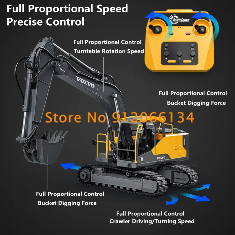 1:16Alloy Material RC Excavator 17CH 3 In 1 Replacement  360 Degree Rotation Screw Power 70CM Dual Remote Control TruckToys Gift 3