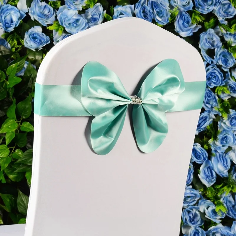 Blue Горячие ленты для свадебных стульев Noeud De Chaise Mariage Бант бабочка декор для вечерние банкетов и отелей - Цвет: Blue
