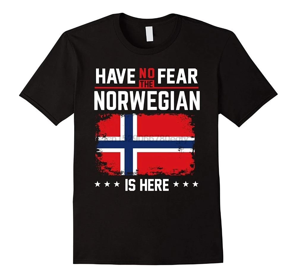 

Have No Fear The Norwegian Is Here Norway Pride Famous Brand Design Summer New Print Man Cotton Tees Shirts