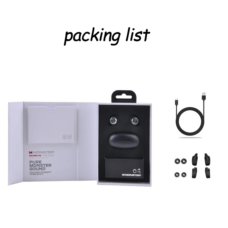 Monster Achieve100 TWS True Wireless Bluetooth Earphone In-ear Mini Sports Running Long Battery Life Noise Reduction Headset