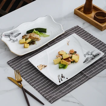 

Nordic Ceramic Rectangular Hotel Restaurantsauerkraut Fish Dish Home Irregular Snack Dessert Main Dishsushi Dish Kitchenutensils
