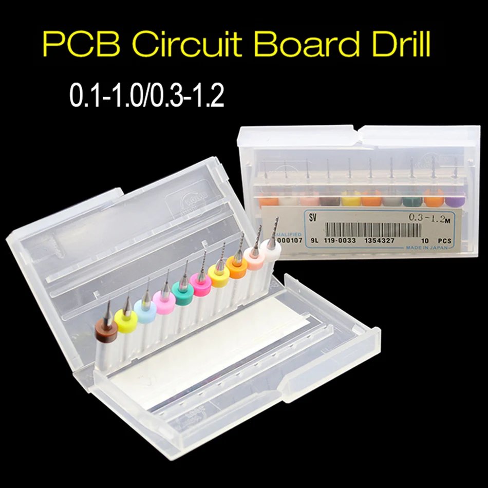 10X PCB CNC Print Leiterplatte Hartmetall Micro Bohrer Set Werkzeug 0,1mm WRNABO 