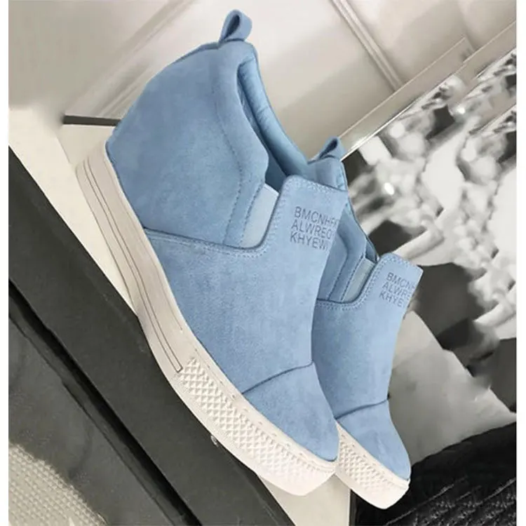 

Women Platform Sneakers Ladies Casual Wedges Increasing Shoes Summer Ladies Trainers Flock Ankle Shoes Tenis Feminino 698
