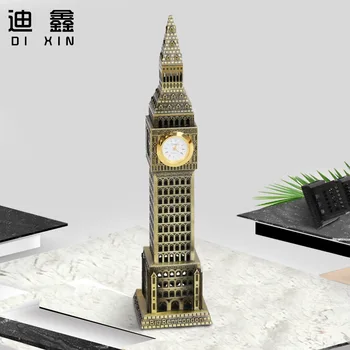 

24cm UK Big Ben Metal Model Retro Home Crafts Decoration Bronze Architecture Model Household Wedding Decoration Miniatures