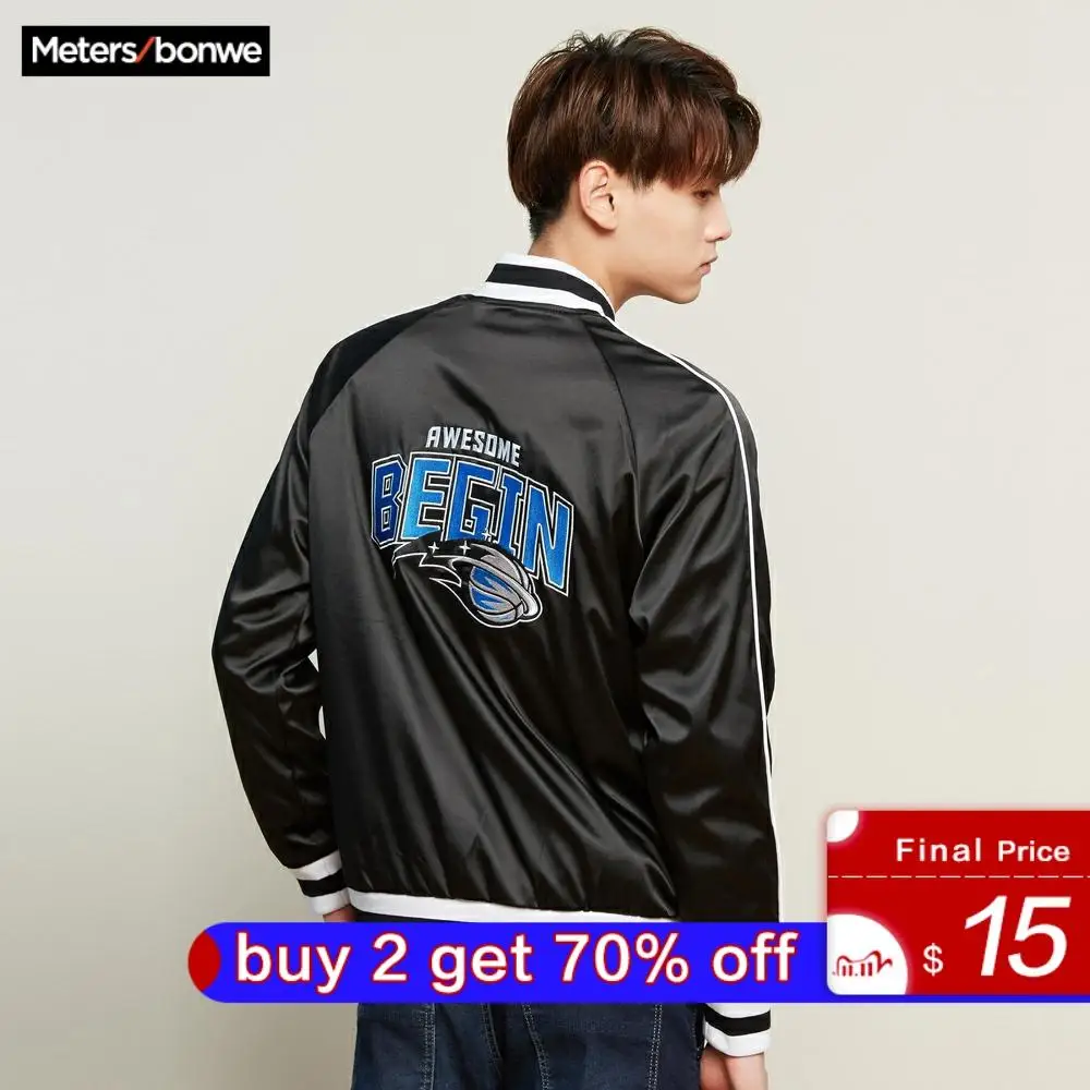 Metersbonwe мужские повседневные куртки с атласной вышивкой Изысканная модная куртка