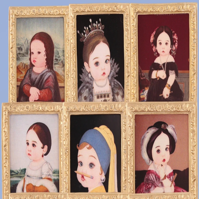 Pintura de pared para de muñecas, cuadro en miniatura, accesorios para casa de muñecas, decoración de pared enmarcada, 1 ud.|Casas de muñecas| - AliExpress