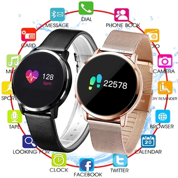 

New Hot OLED Bluetooth Smart Watch Stainless Steel Waterproof Wearable Device Smartwatch Q8 Wristwatch Men Women Fitness Tracker