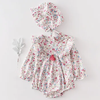 

Baby Girl Clothes Romper with Hat Cotton Infant Floral Spring Autumn Baby Romper Infant Newborn Rompers Baby Girl Jumpsuit