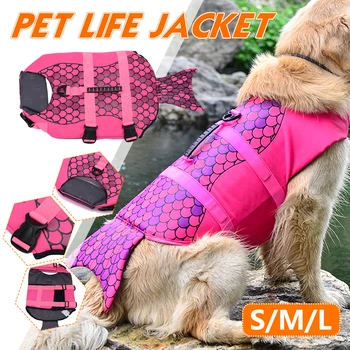 

S/M/L Pet Dog Life Jacket Vest Clothes Life Vest Collar Harness Float Pet Dog Swimming Swimwear Mermaid Dog Safety Protect Vest