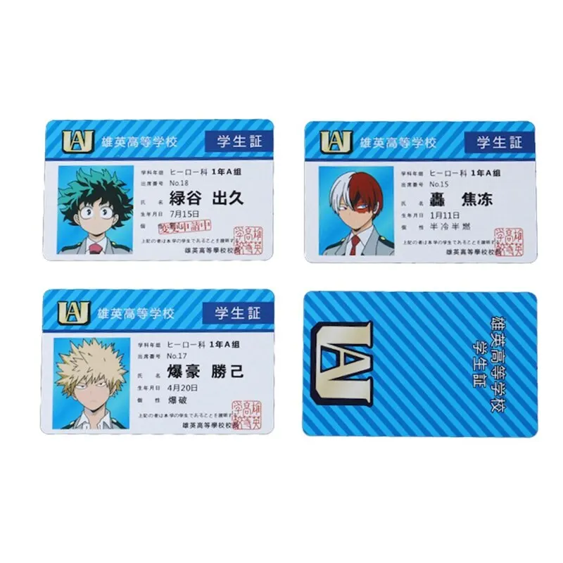 Anime Mein Held Academia PVC Student ID Card Schule Essen Karte alle könnte Yagi 